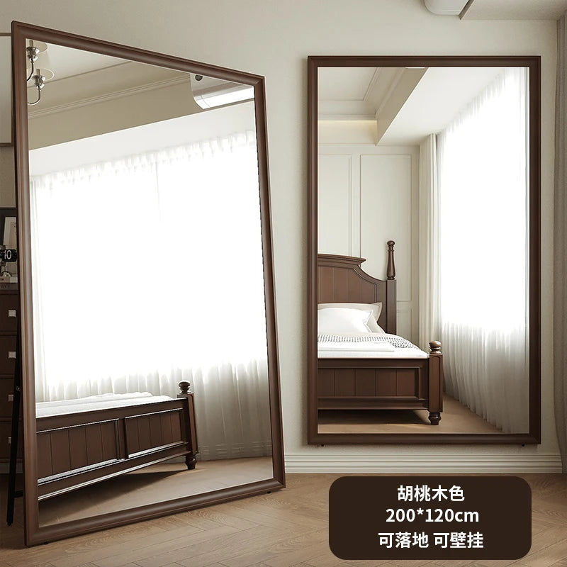 Espejo grande de madera maciza, suelo retro completo, sentido avanzado para el hogar, Internet, celebridades, dormitorio de niñas f