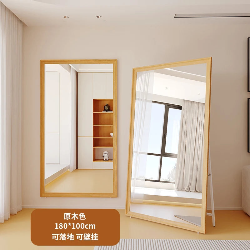 Espejo grande de madera maciza, suelo retro completo, sentido avanzado para el hogar, Internet, celebridades, dormitorio de niñas f