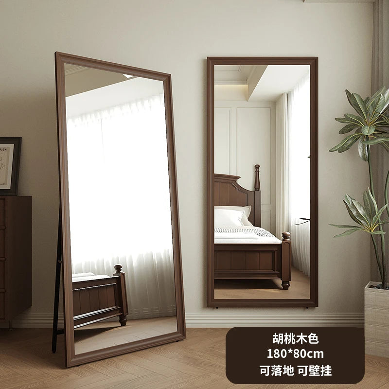 Espejo grande de madera maciza, suelo retro completo, sentido avanzado para el hogar, Internet, celebridades, dormitorio de niñas f