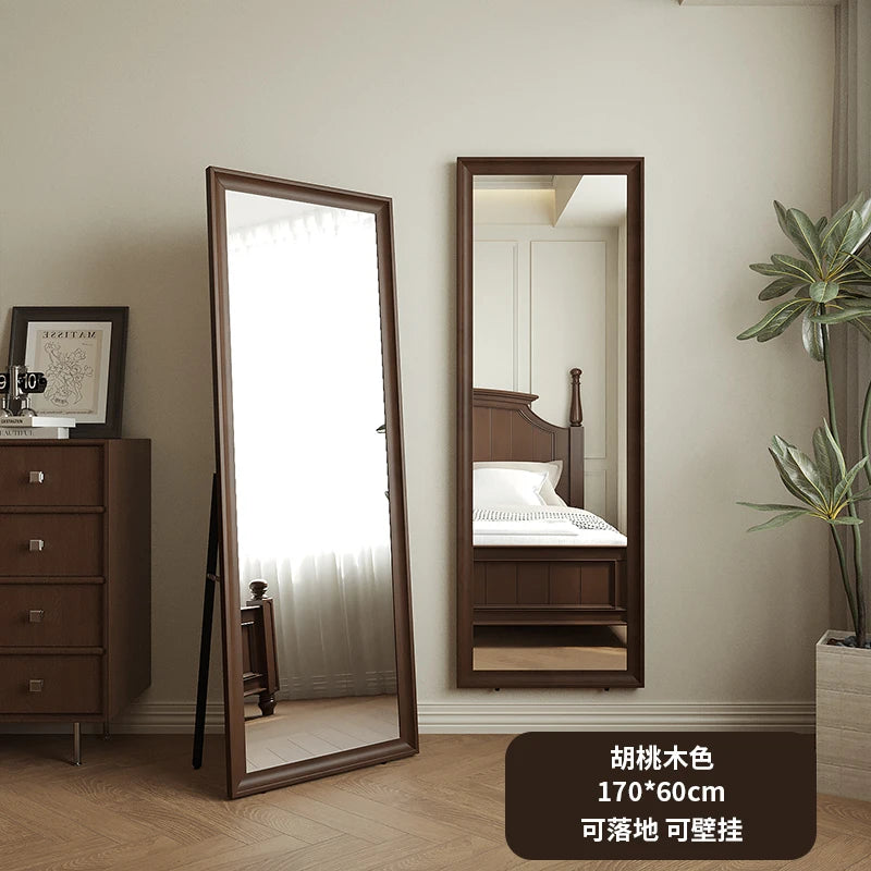Espejo grande de madera maciza, suelo retro completo, sentido avanzado para el hogar, Internet, celebridades, dormitorio de niñas f