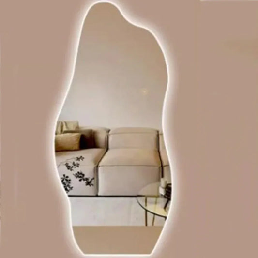 Espejo de maquillaje con luz Led grande, espejo de maquillaje de pared moderno Irregular para dormitorio, decoración estética para el Hogar y la habitación