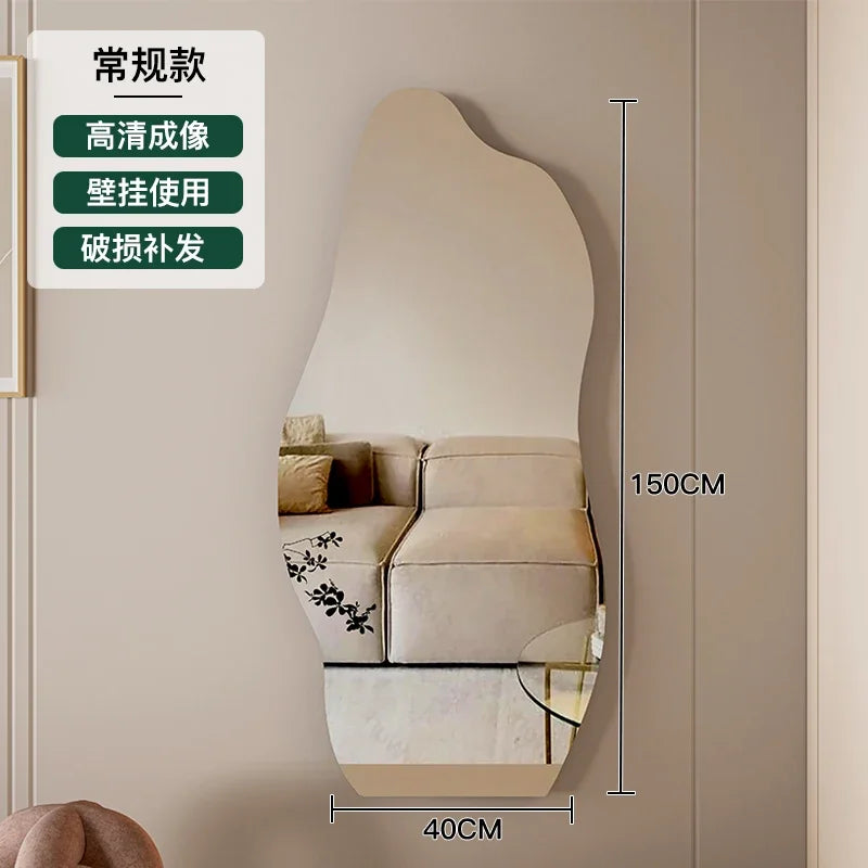 Espejo de maquillaje con luz Led grande, espejo de maquillaje de pared moderno Irregular para dormitorio, decoración estética para el Hogar y la habitación