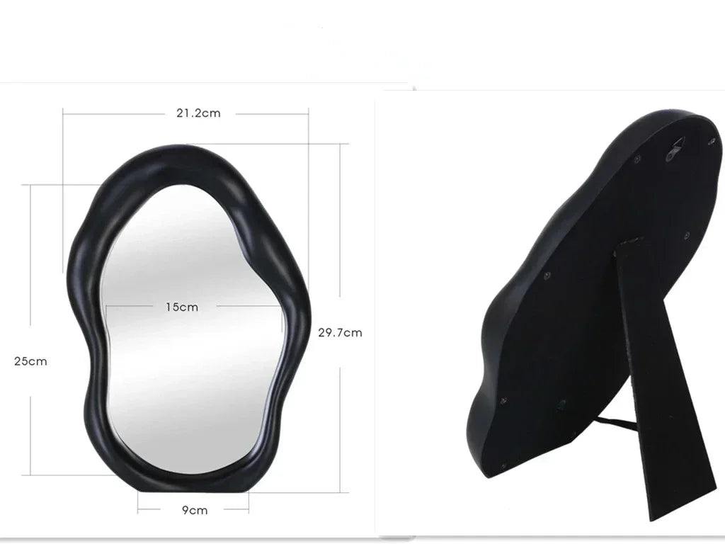 Espejo de maquillaje curvado europeo, espejo Irregular creativo, adornos de dormitorio, decoración del hogar, tocador decorativo