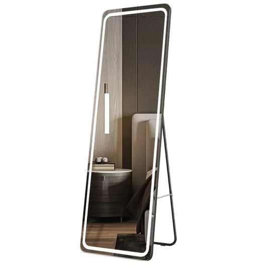 #w Floor Mirror with Light Smart Led Dressing Mirror Wall Hanging Household Frameless Bedroom Sticker -Mirror Full-Length Mirror