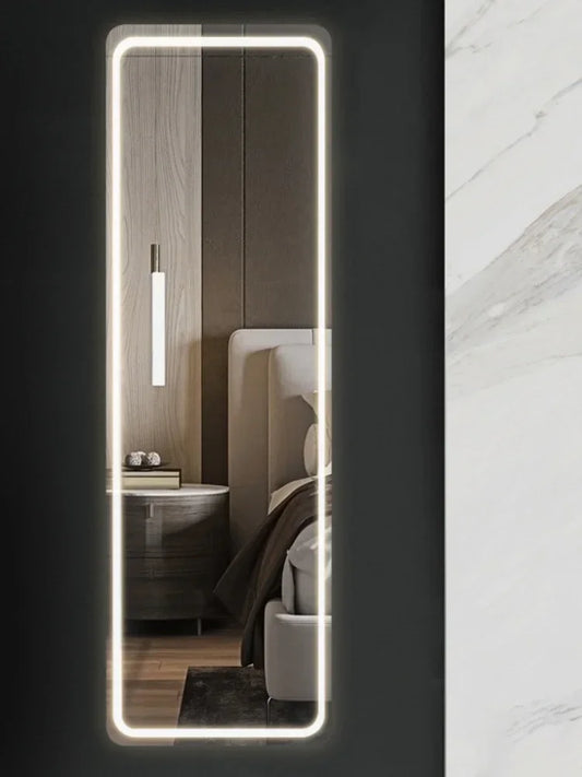 #w Floor Mirror with Light Smart Led Dressing Mirror Wall Hanging Household Frameless Bedroom Sticker -Mirror Full-Length Mirror