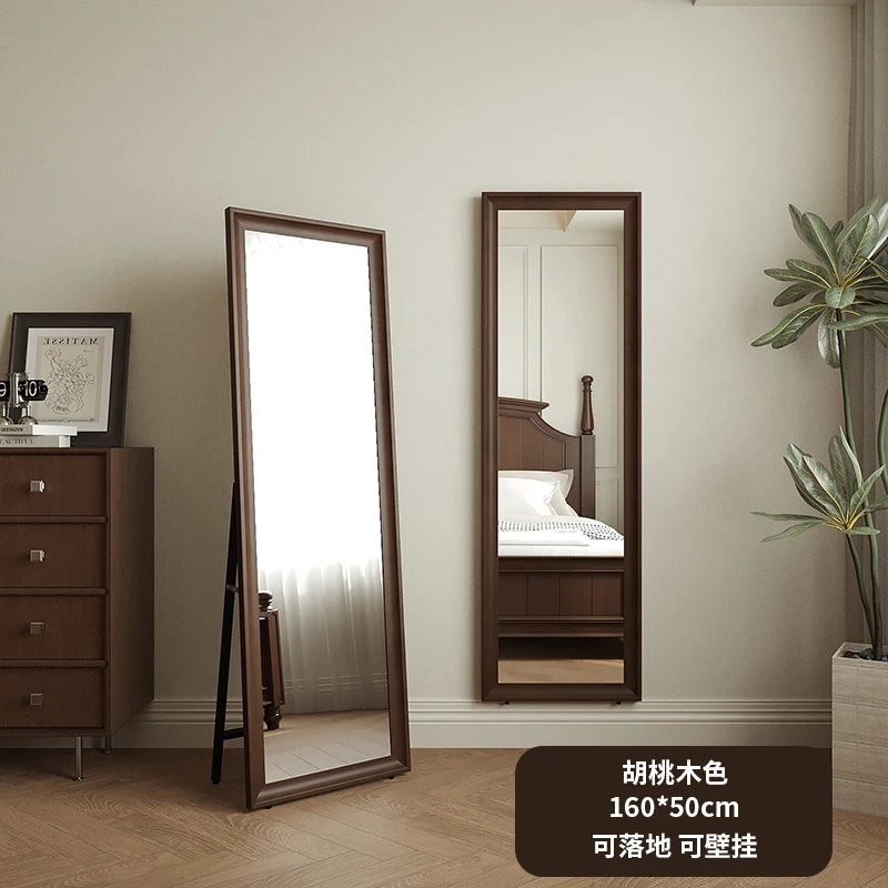 Espejo grande de madera maciza, suelo retro completo, sentido avanzado para el hogar, Internet, celebridades, dormitorio de niñas f