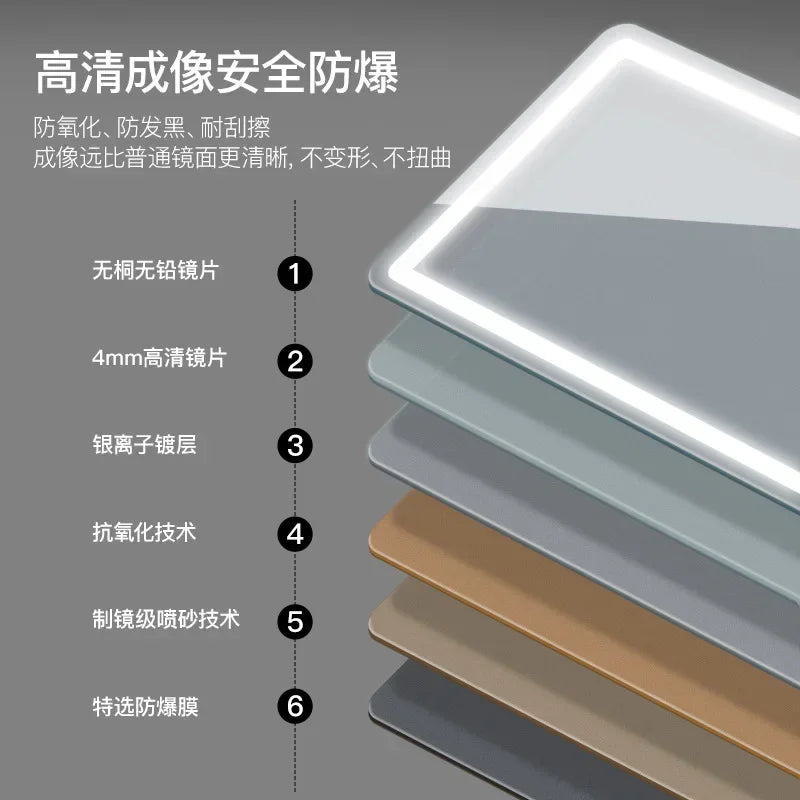 #w Floor Mirror with Light Smart Led Dressing Mirror Wall Hanging Household Frameless Bedroom Sticker -Mirror Full-Length Mirror